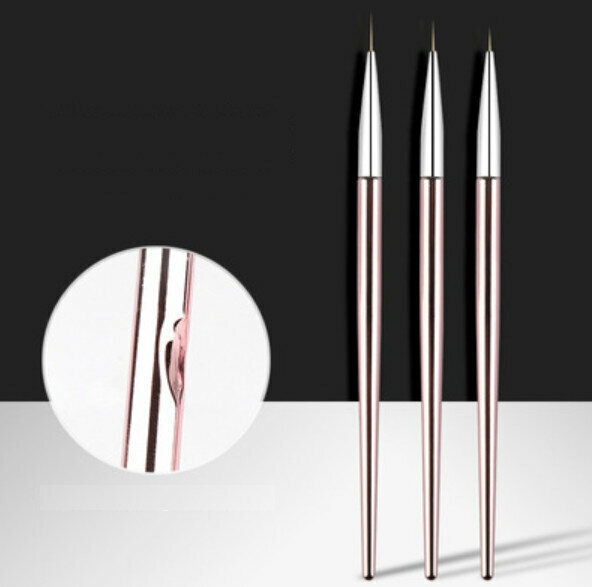 Hot Selling Nail Art Brushes [Pack of 3 Rose Gold Drawing Pens]