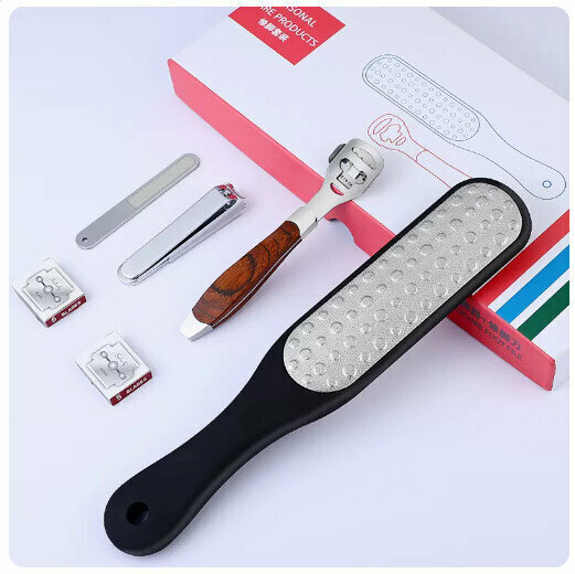 New nail scissors set, special tools for ingrown toenails [foot scrubber + anti-splash nail clippers + nail file + foot scraper + blade]]