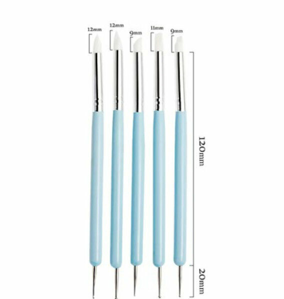 Hot Selling Nail Art Brushes [Silicon Dot Pen Blue Rod 5 Pack]