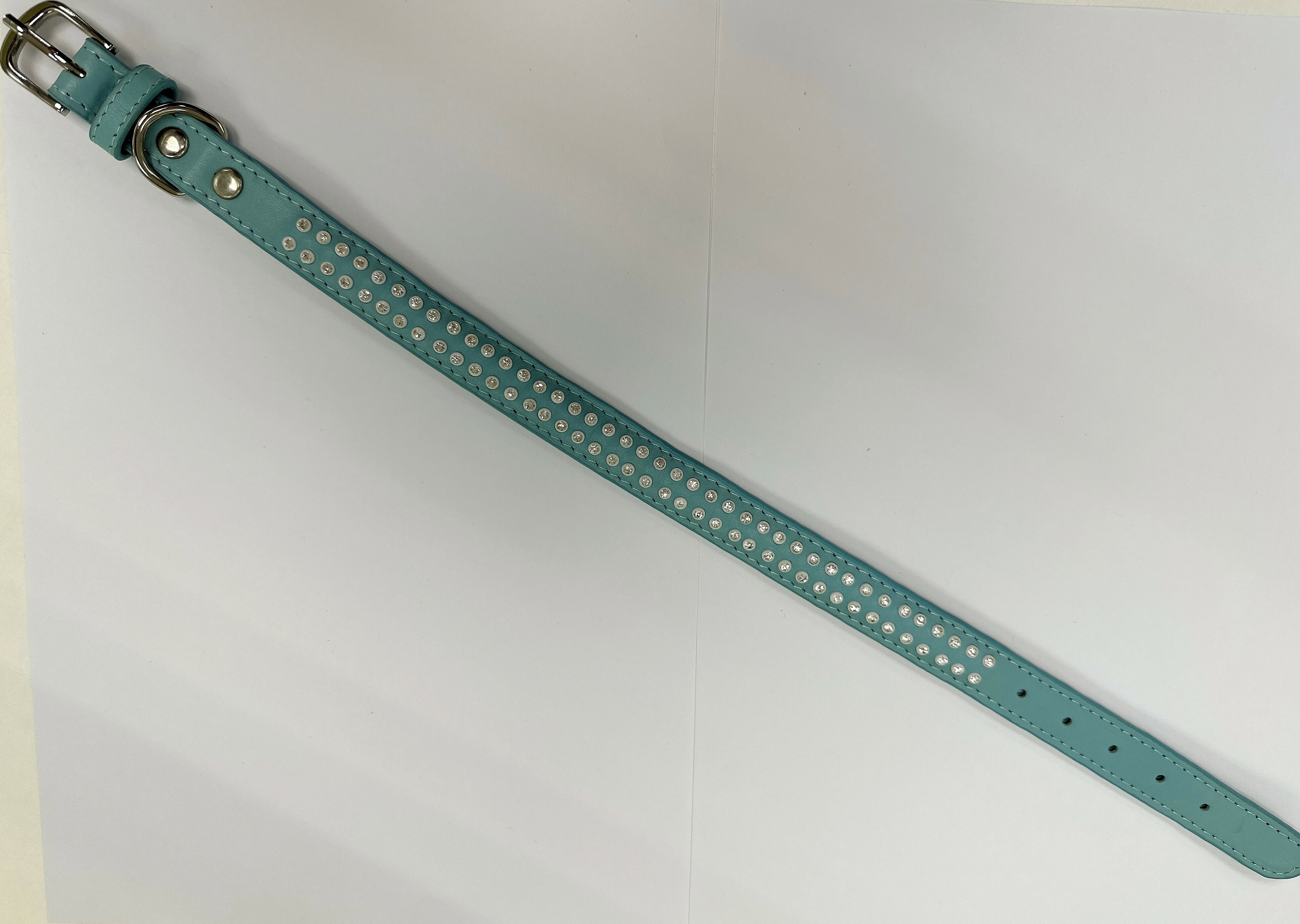 真皮狗頸圈(粉藍色)