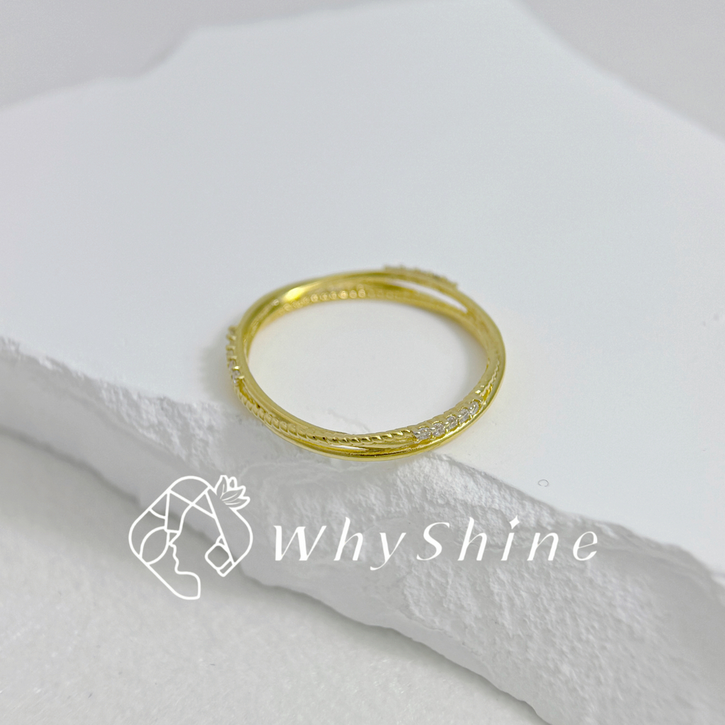 細線繩交織微鑲戒指