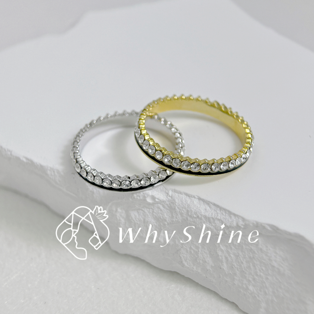 黑描邊水滴鑲鑽戒指