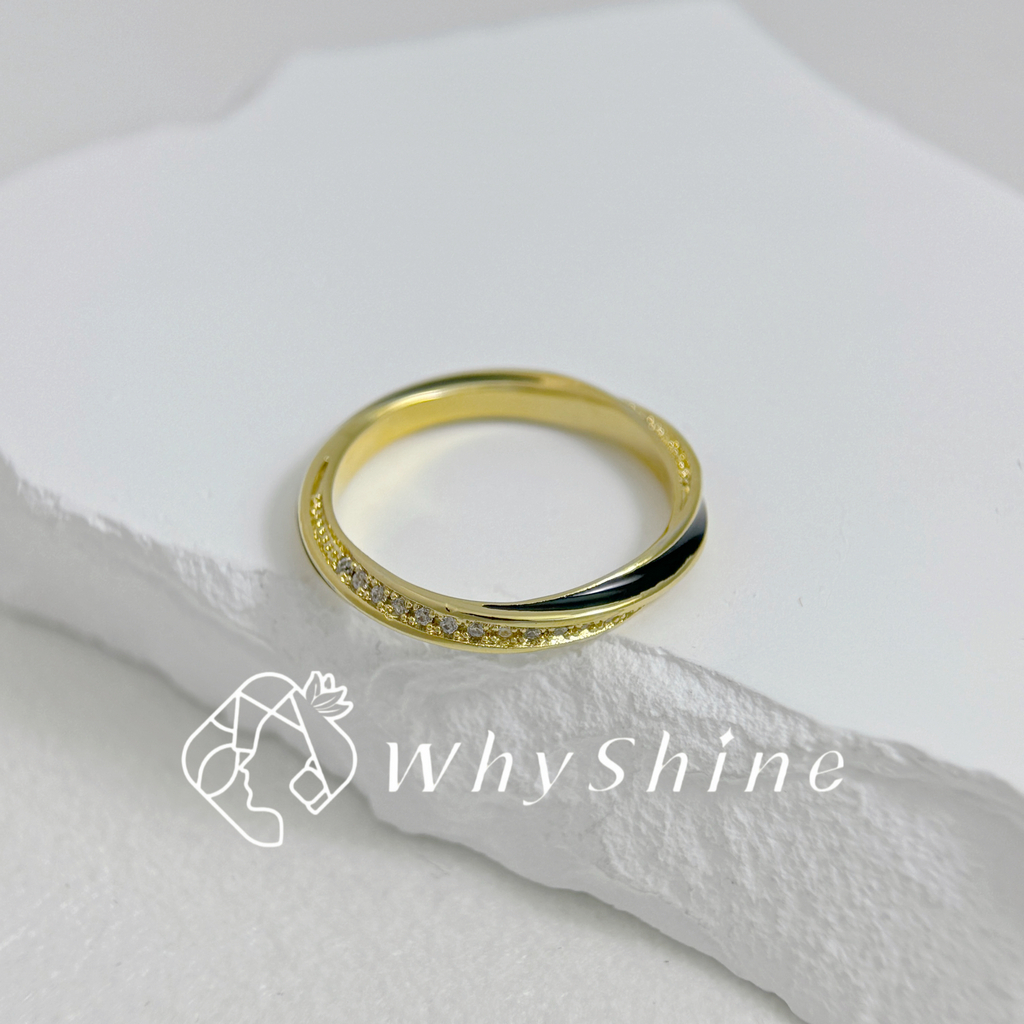 交織之環鑲鑽戒指