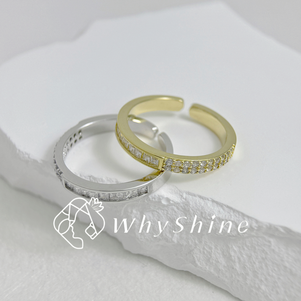 氣質方鑽配碎鑽戒指