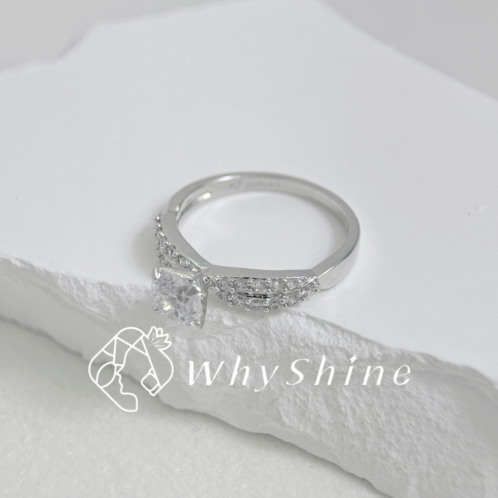 爪鑲單鑽彩帶鑲鑽戒指