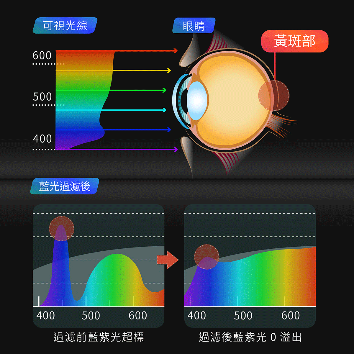 藍光、反光全都檔🚫 保護視網膜,預防黃斑部病變、老花眼等眼睛疲勞問題。