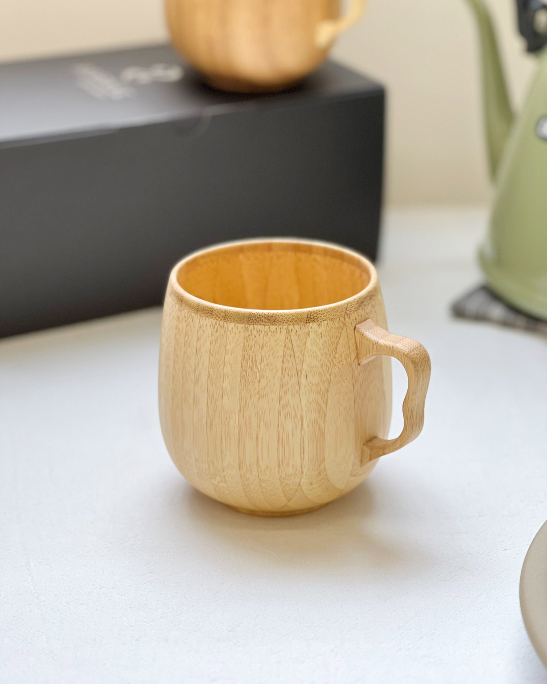 竹製咖啡圓杯 白色(禮盒)｜Riveret