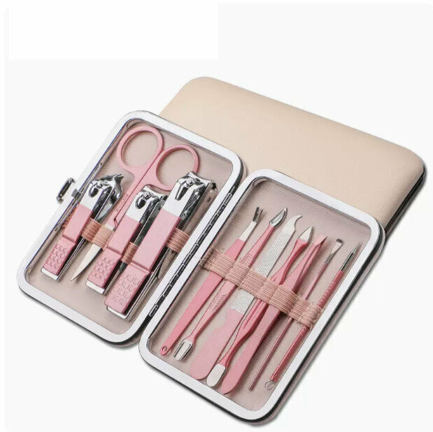 New manicure and pedicure tool set (rose gold 11-piece set)