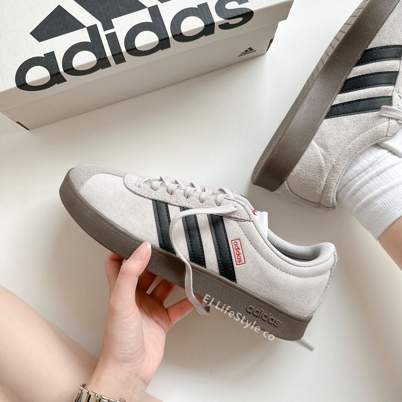 ADIDAS NEO VL COURT 平替版SAMBA 灰 米灰 黑 焦糖底 麂皮 HQ1802 JS3003 / 現+預