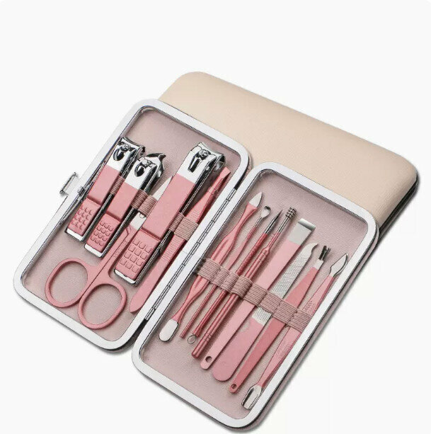 New manicure and pedicure tool set (rose gold 13-piece set)
