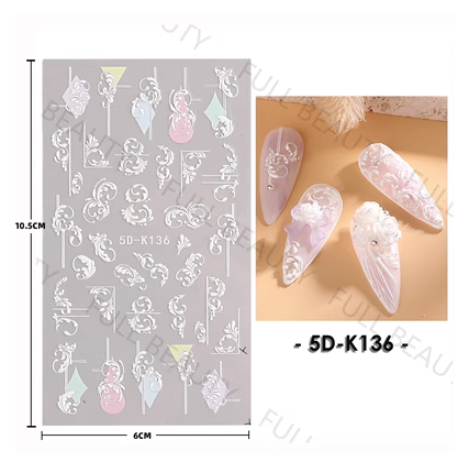 Hot style nail art embossed stickers (European style vine leaf-K136 embossed stickers)