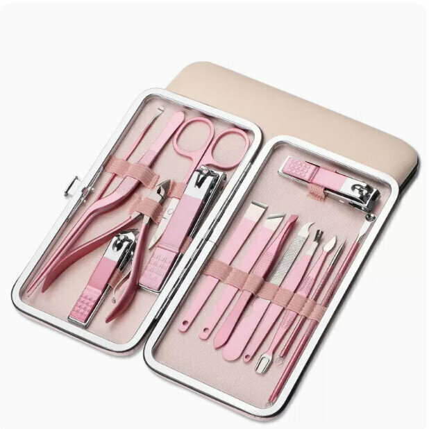 New manicure and pedicure tool set (rose gold 15-piece set)