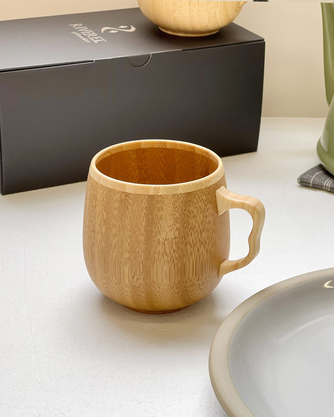 竹製咖啡圓杯 啡色(禮盒)｜Riveret