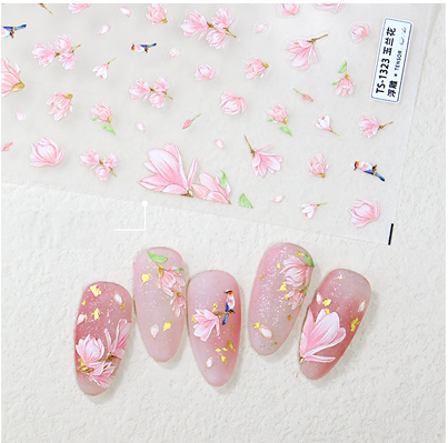 Popular nail art embossed stickers (Magnolia-1323)