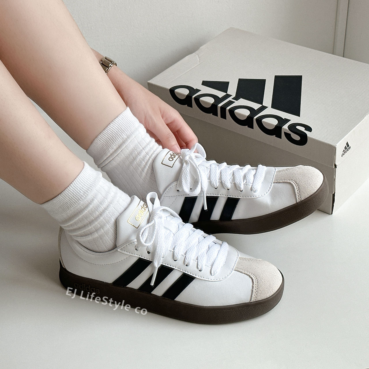 ADIDAS NEO VL COURT 白色 麂皮 焦糖底 平替版SAMBA 男女鞋 ID6015 JQ2470  / 調貨