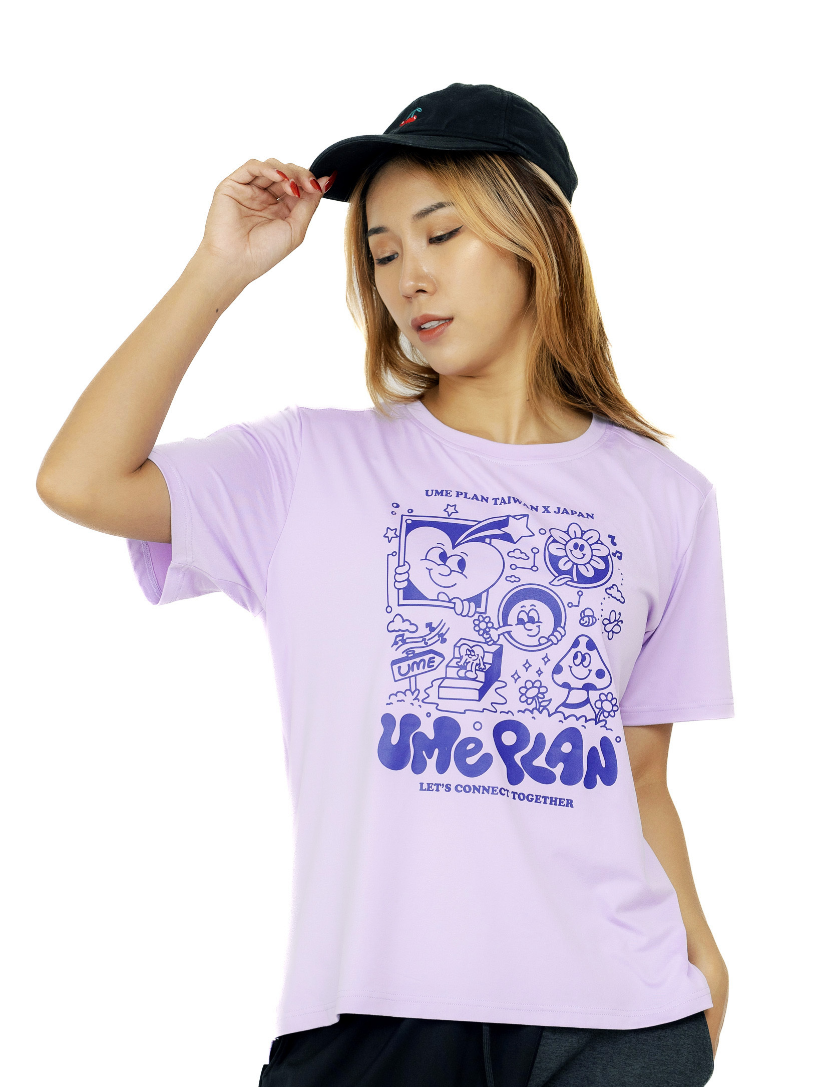 UME TAIWANXJAPAN淺藍紫圓領潮T