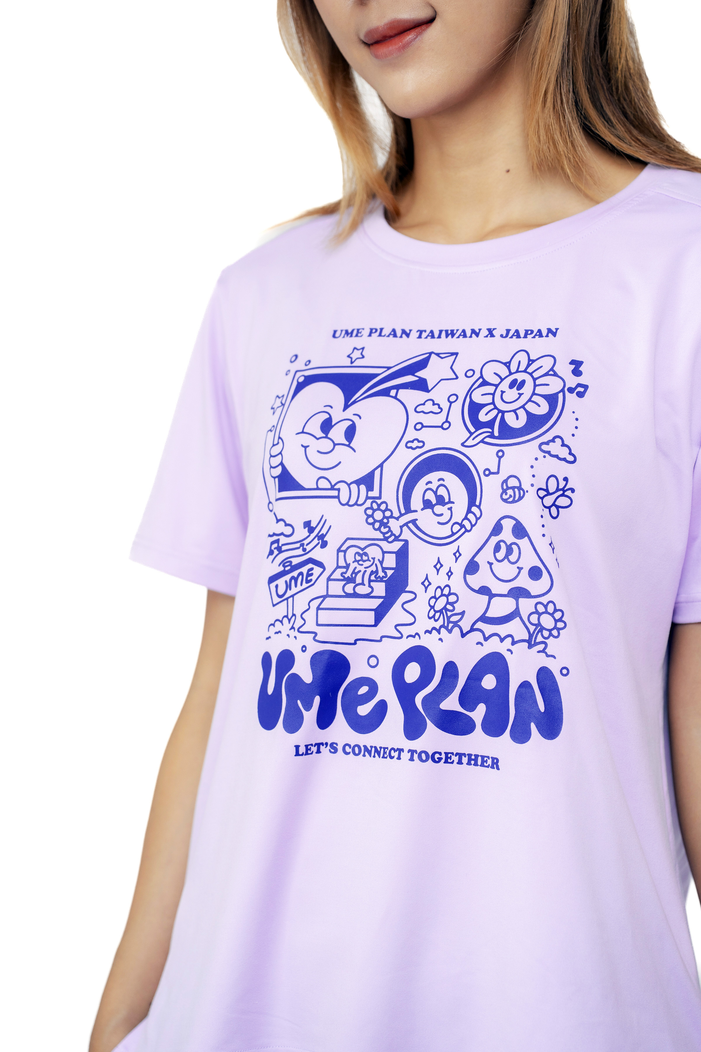 UME TAIWANXJAPAN淺藍紫圓領潮T