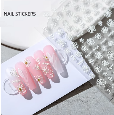 Popular nail art embossed stickers (hand-painted flowers-1511)
