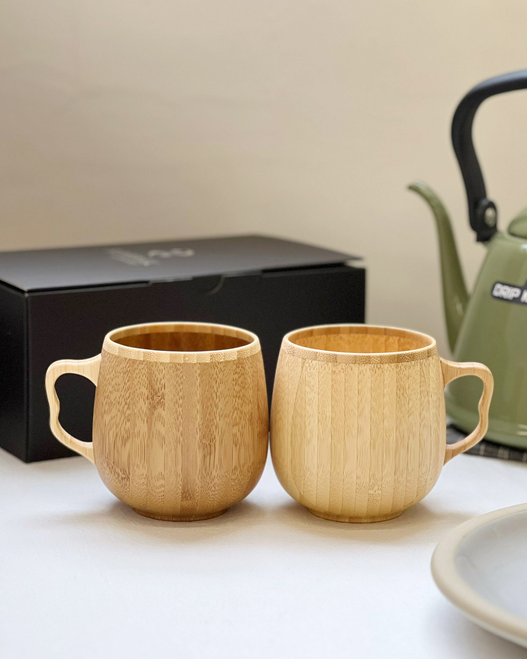 竹製咖啡圓杯 (一對禮盒)｜Riveret