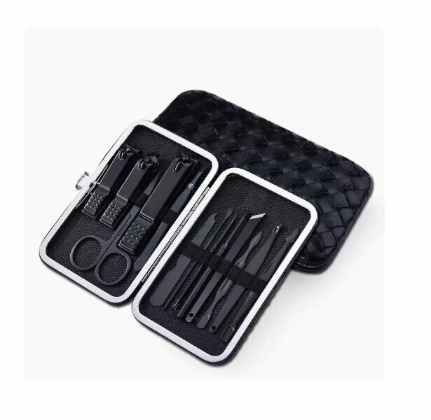 New nail clippers, pedicure and nose hair clippers complete set (straw mat pattern 13-piece set)