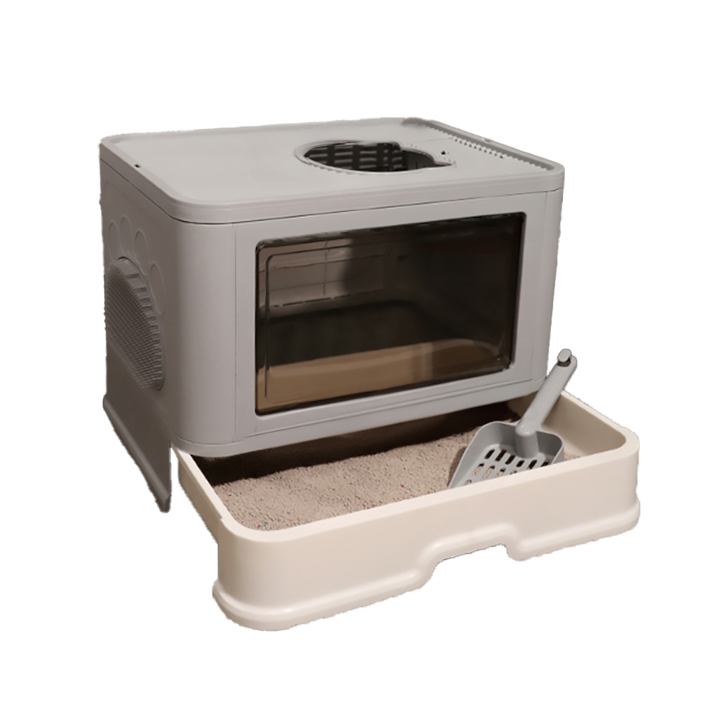 【寵物用品】MEWOOFUN 喵乎汪也 MA-026 貓砂盆抽屜款 附貓砂鏟 折疊式大容量封閉 防外濺防散沙 貓砂盆