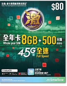香港數碼通 Smartone 激ValueGB 高速本地 (8GB/年卡) 上網儲值卡 $80