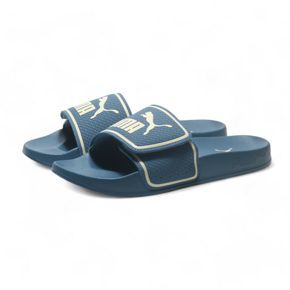 PUMA 拖鞋 LEADCAT 2.0 V 莫蘭迪藍 壓紋 魔鬼氈 運動拖鞋 男女 38751512