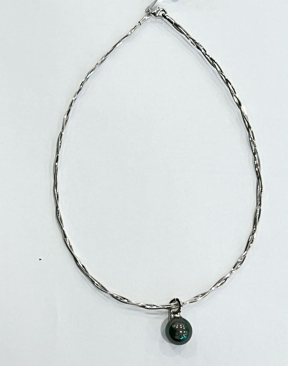 [S] GEMZ & CO NCJS B023C SPAIN GREEN IRIDESCENT PEARL WITH SILVER CHOKER  , Z27 (Z27)