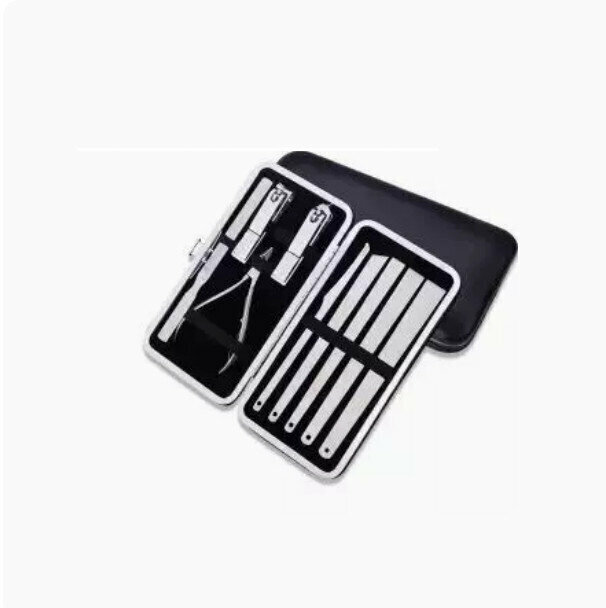 New professional pedicure tool set (9-piece set in black soft bag)
