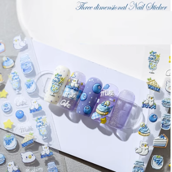 Popular nail art embossed stickers (Blueberry Cake-1461 embossed stickers)
