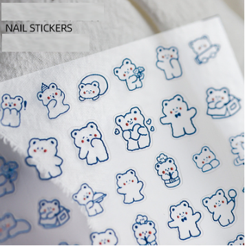 Popular nail art embossed stickers (Lake Blue-Summer Hard Bear 723)