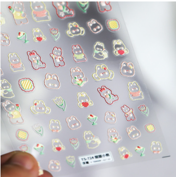 Popular nail art embossed stickers (pink-Sweet Bear 724)