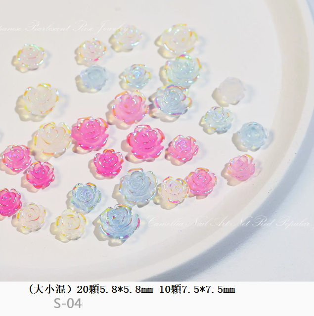 爆款美甲飾品 山茶花光變S-04（大小混裝）