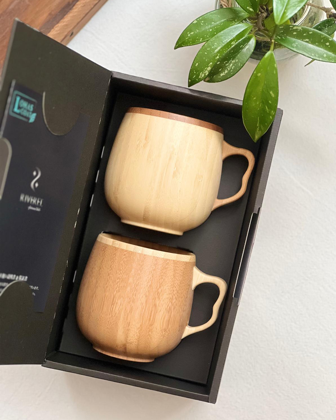 竹製咖啡圓杯 (一對禮盒)｜Riveret