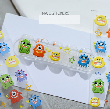 Popular nail art embossed stickers (grey-cute little monster 161)