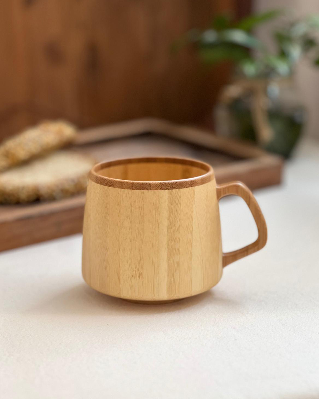 竹製咖啡角杯 白色(禮盒)｜Riveret