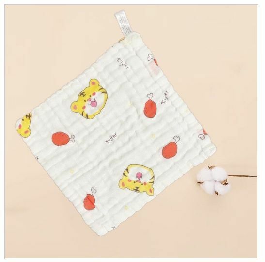 熱推嬰兒純棉六層方巾 口水巾 紗布 洗臉毛巾（小老虎 25*25cm）