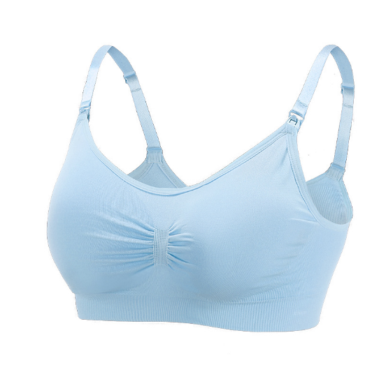 熱推孕婦前開扣無痕哺乳文胸 調整型聚攏產後薄款哺乳內衣【藍色 雙層M-XXL碼】（下單後聯絡客服確認發貨尺碼）