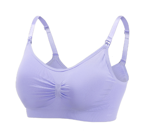 熱推孕婦前開扣無痕哺乳文胸 調整型聚攏產後薄款哺乳內衣【紫色 雙層M-XXL碼】（下單後聯絡客服確認發貨尺碼）