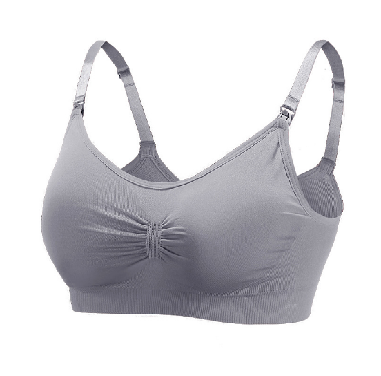 熱推孕婦前開扣無痕哺乳文胸 調整型聚攏產後薄款哺乳內衣【灰色雙層M-XXL碼】（下單後聯絡客服確認發貨尺碼）