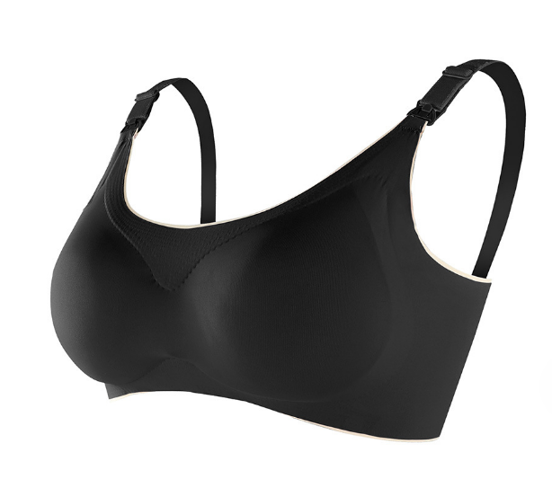 熱推孕婦無痕冰絲哺乳文胸夏 調整型聚攏無鋼圈內衣【黑色 M-XXL碼】（下單後聯絡客服確認發貨尺碼）