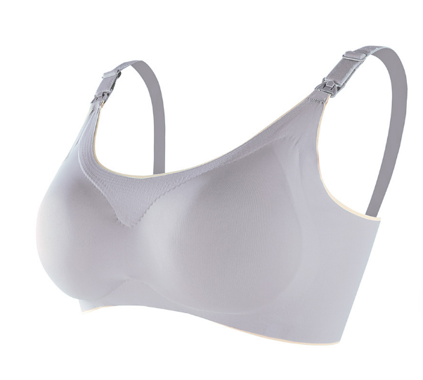 熱推孕婦無痕冰絲哺乳文胸夏 調整型聚攏無鋼圈內衣【淺灰色 M-XXL碼】（下單後聯絡客服確認發貨尺碼）