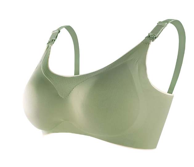 熱推孕婦無痕冰絲哺乳文胸夏 調整型聚攏無鋼圈內衣【果綠色 M-XXL碼】（下單後聯絡客服確認發貨尺碼）