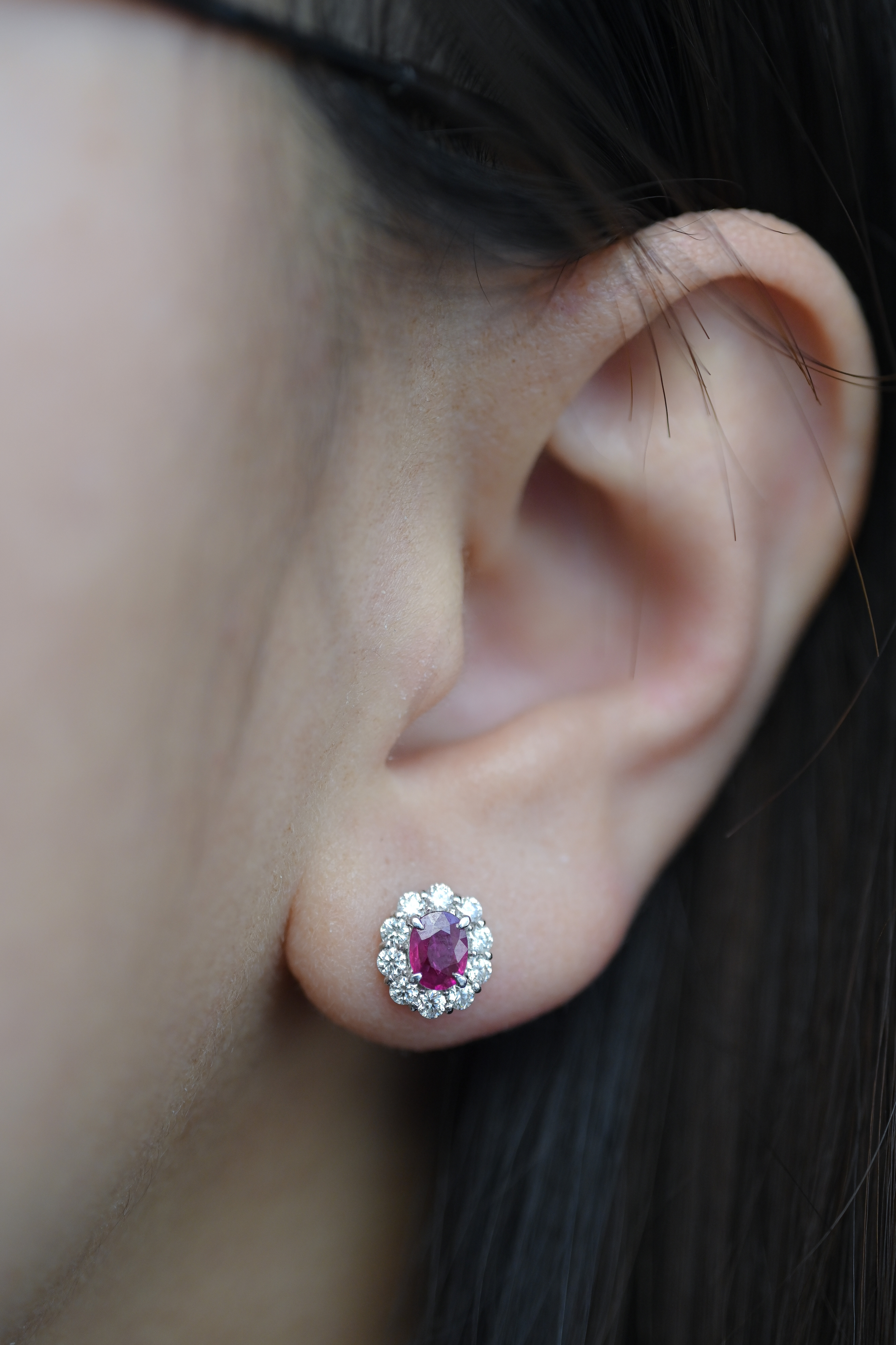 PT 0.83ct Ruby Diamond Earring