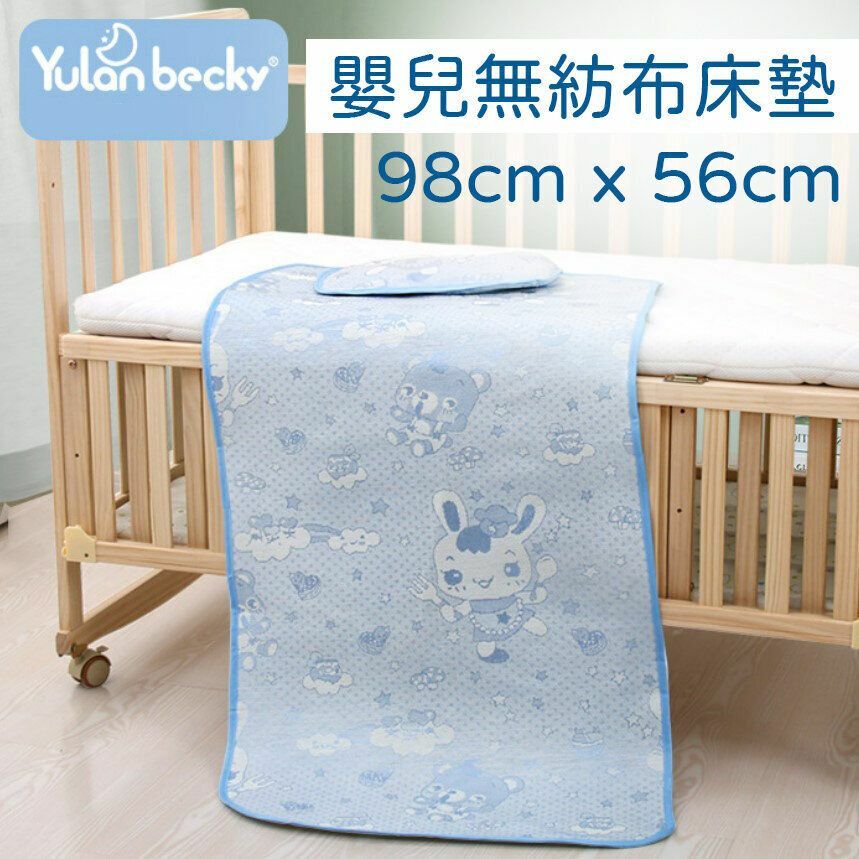 新款嬰兒床涼蓆吸汗透氣冰絲-藍色無紡布 嬰兒床涼蓆吸汗透氣冰絲三明治寶寶涼蓆幼兒園午睡席