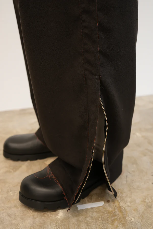 ANCELLM - VEGAN LEATHER SIDE LINE PANTS / BLACK