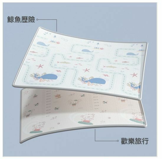 新款家用雙面包邊XPE泡沫寶寶爬行墊兒童遊戲地墊【180*253*2cm】鯨魚歷險＋歡樂旅行