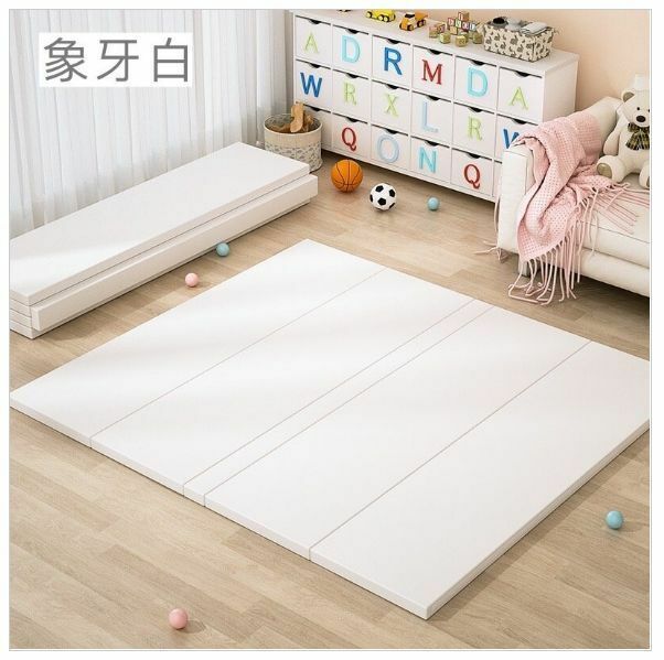 新款五段無縫爬行墊兒童遊戲折疊地墊【120*120*4cm】象牙白