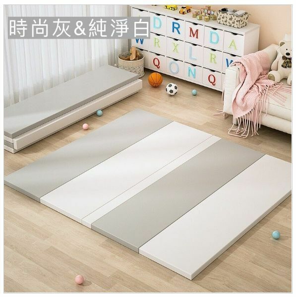 新款五段無縫爬行墊兒童遊戲折疊地墊【150*200*4cm】灰白色