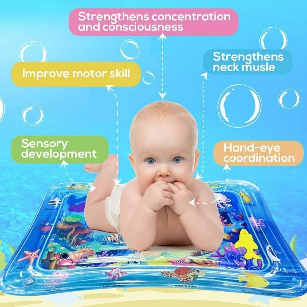 新款嬰兒學爬玩具, 幼兒爬行墊, 解悶益智防摔充氣水墊- 3個月-3歲使用 tummy time 枕墊防撞 小遊戲墊環保 早教寶寶 引導爬爬墊 學習用 鍛鍊其頸部和背部肌肉 趴撐抬頭翻身 俯臥時間